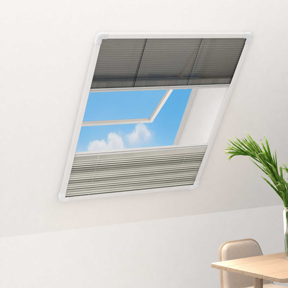 Plisse Insect Screen for Windows Aluminium with Shade White 120 cm