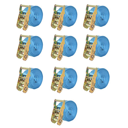 Ratchet Tie Down Straps 2 Tonnes Blue 6 m x 38 mm 10