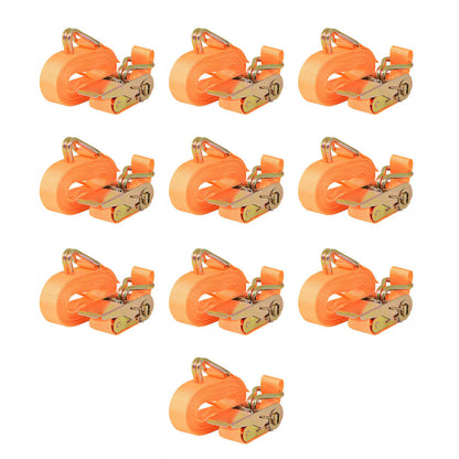 Ratchet Tie Down Straps 2 Tonnes Orange 6 m x 25 mm 10