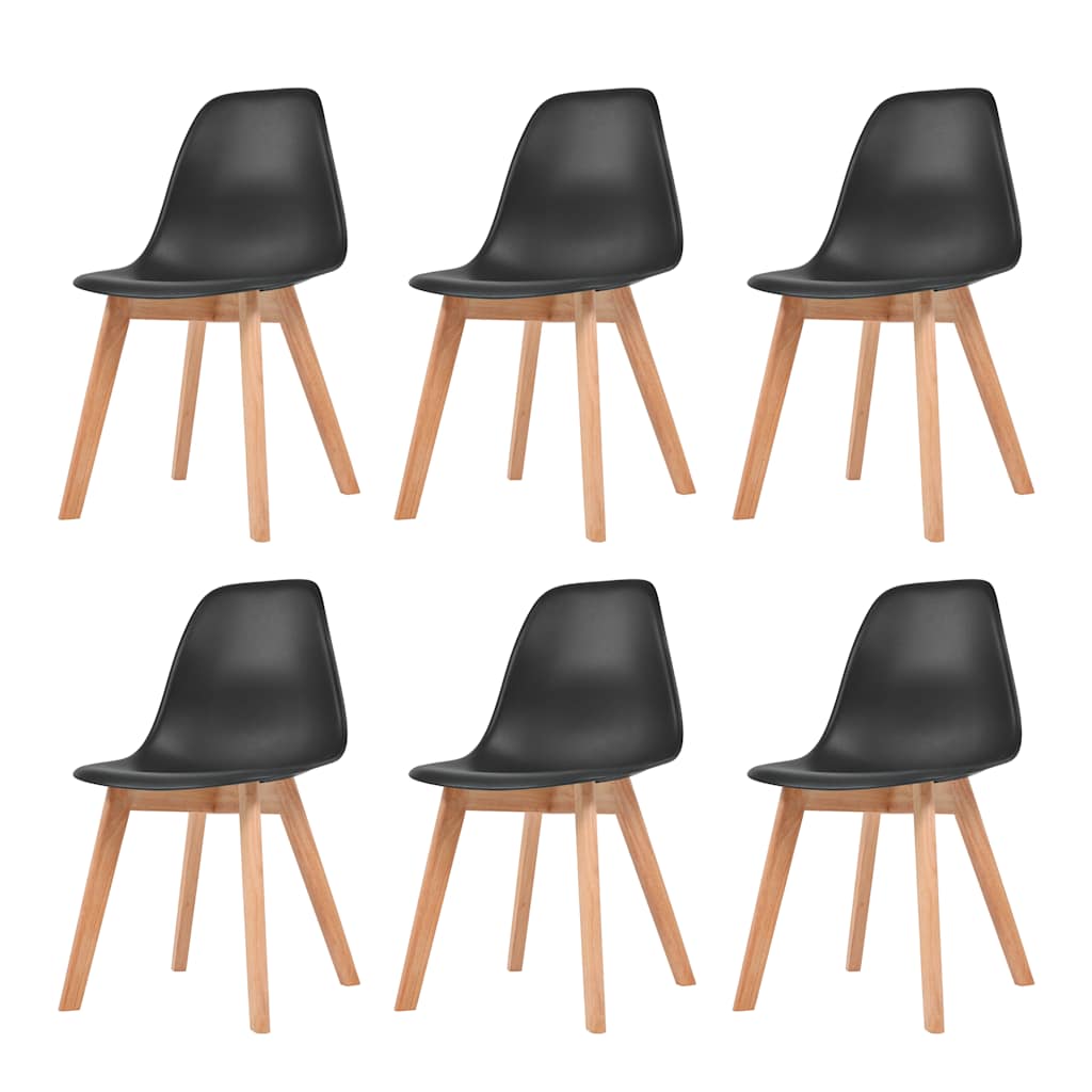 vidaXL Dining Chairs 6 pcs Black Plastic 1