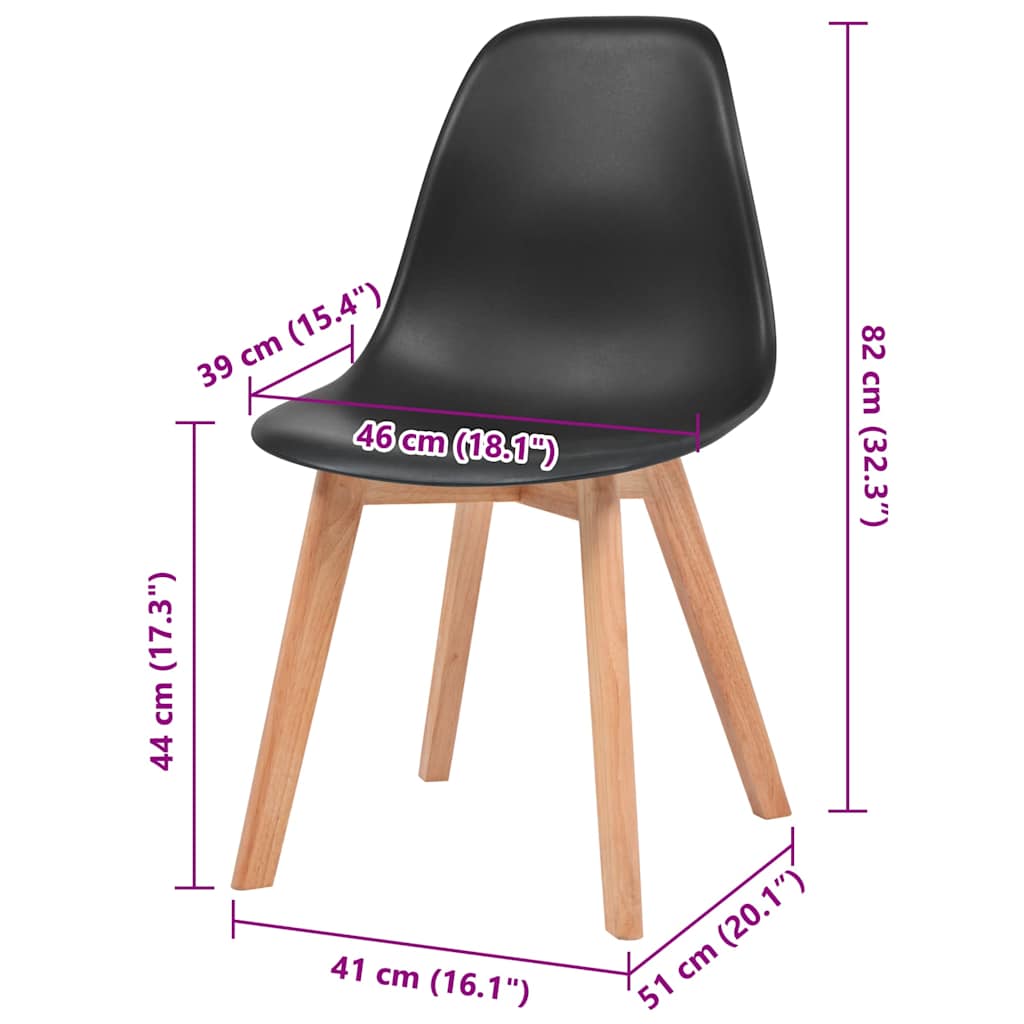 vidaXL Dining Chairs 6 pcs Black Plastic 6