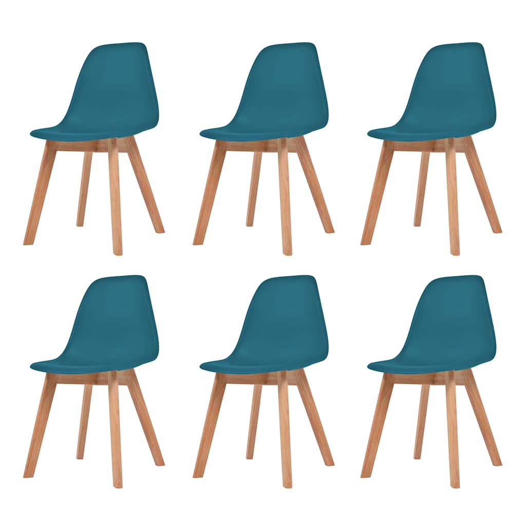vidaXL Dining Chair | Set of 6 | Turquoise | Plastic seat and rubberwood legs 1