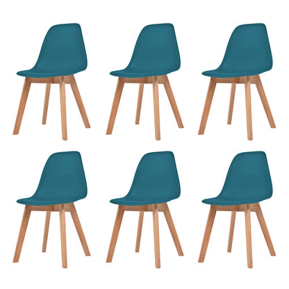 vidaXL Dining Chair | Set of 6 | Turquoise | Plastic seat and rubberwood legs 1