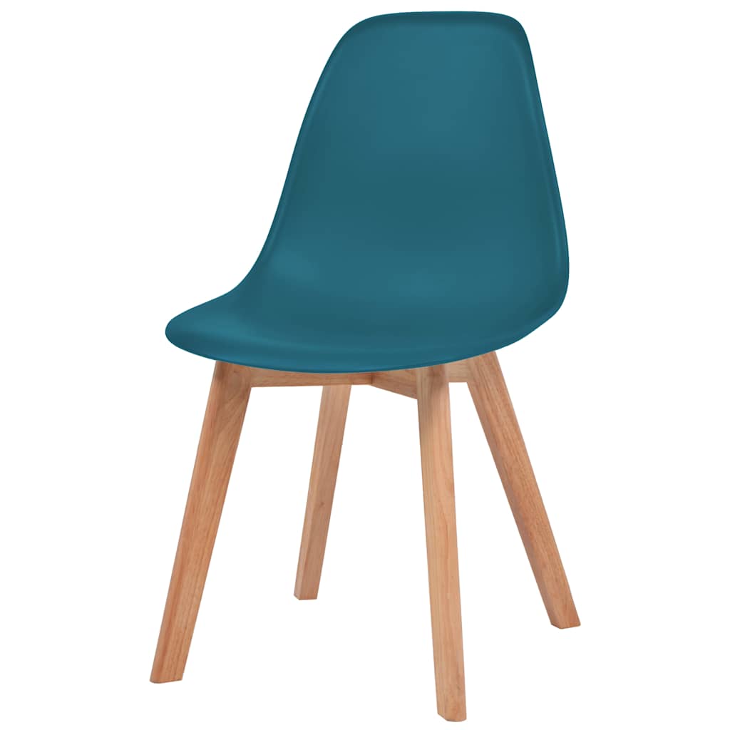 vidaXL Dining Chair | Set of 6 | Turquoise | Plastic seat and rubberwood legs 3