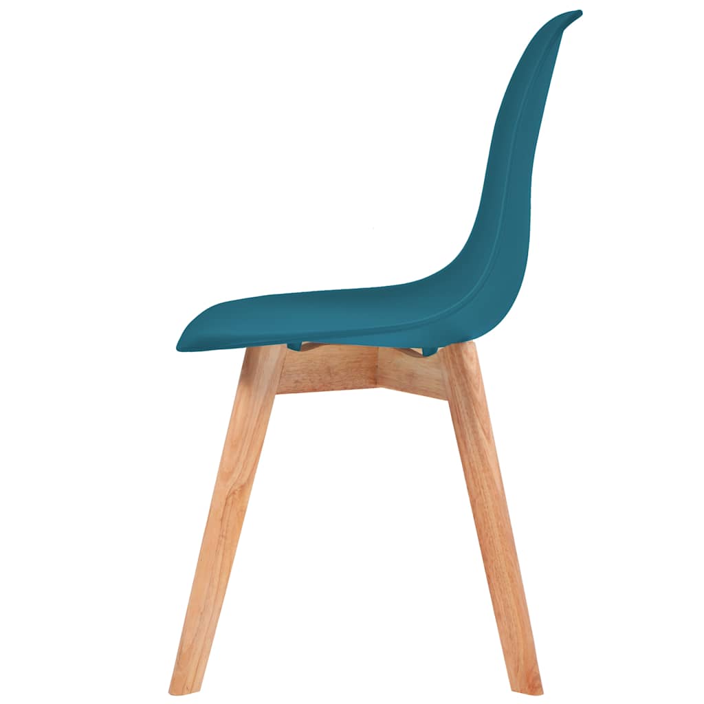 vidaXL Dining Chair | Set of 6 | Turquoise | Plastic seat and rubberwood legs 4