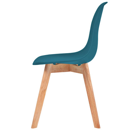 vidaXL Dining Chair | Set of 6 | Turquoise | Plastic seat and rubberwood legs 4