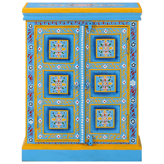 244838 vidaXL Sideboard Solid Mango Wood Turquoise Hand Painted 2