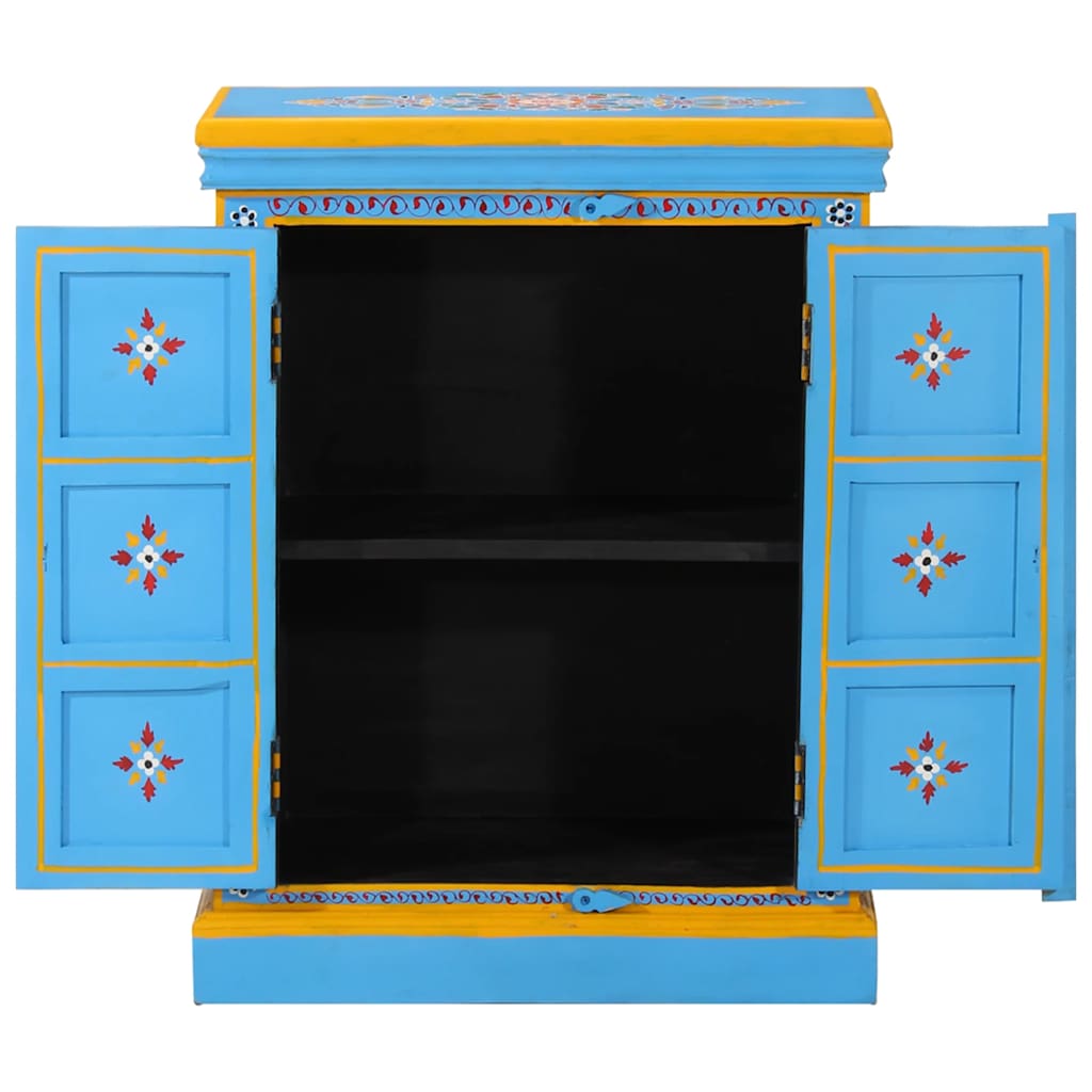 244838 vidaXL Sideboard Solid Mango Wood Turquoise Hand Painted 4