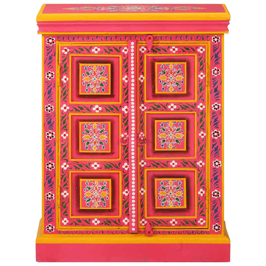 244839 vidaXL Sideboard Solid Mango Wood Pink Hand Painted 2