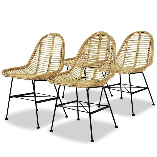 Dining Chairs Natural Rattan Beige 4