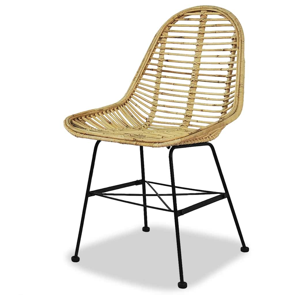 vidaXL Dining Chairs 4 pcs Natural Rattan 2