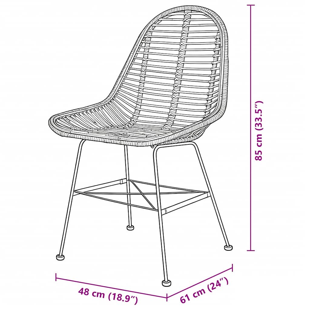 vidaXL Dining Chairs 4 pcs Natural Rattan 5