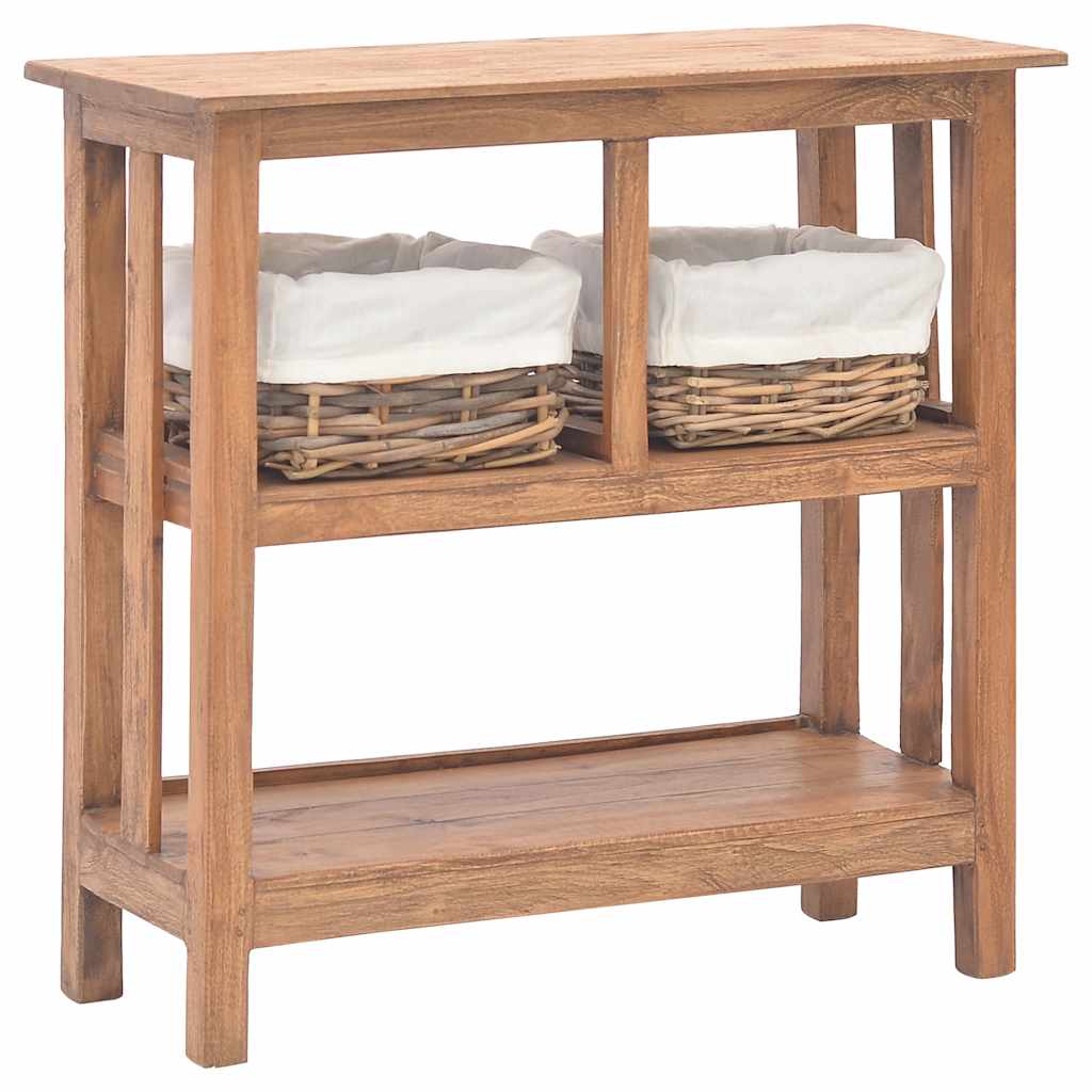 vidaXL Console Table | Brown | Solid mahogany wood, rattan | Medium 1