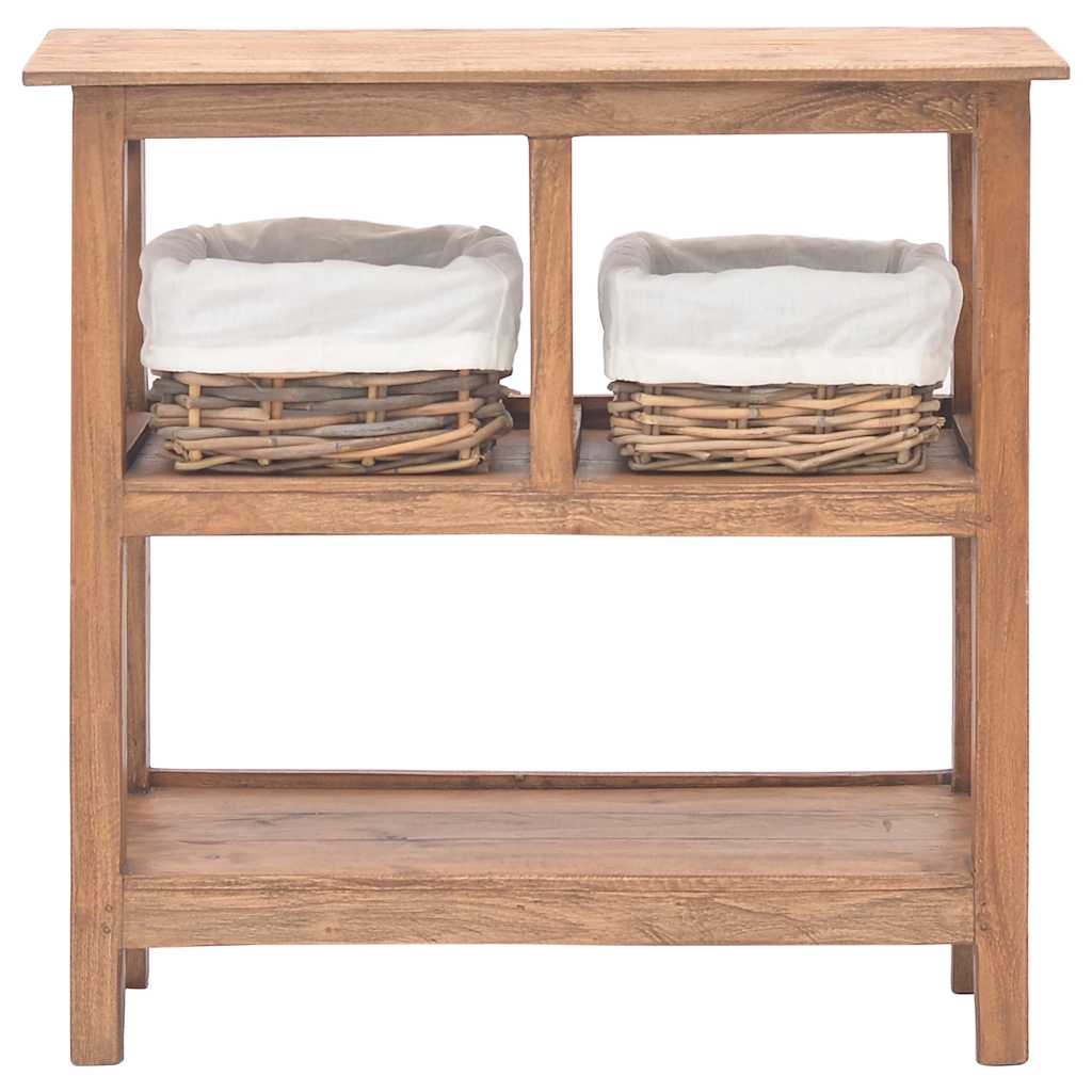 vidaXL Console Table | Brown | Solid mahogany wood, rattan | Medium 2