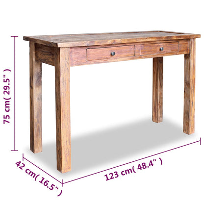 vidaXL Console Table Solid Mahogany Wood 123x42x75 cm 5