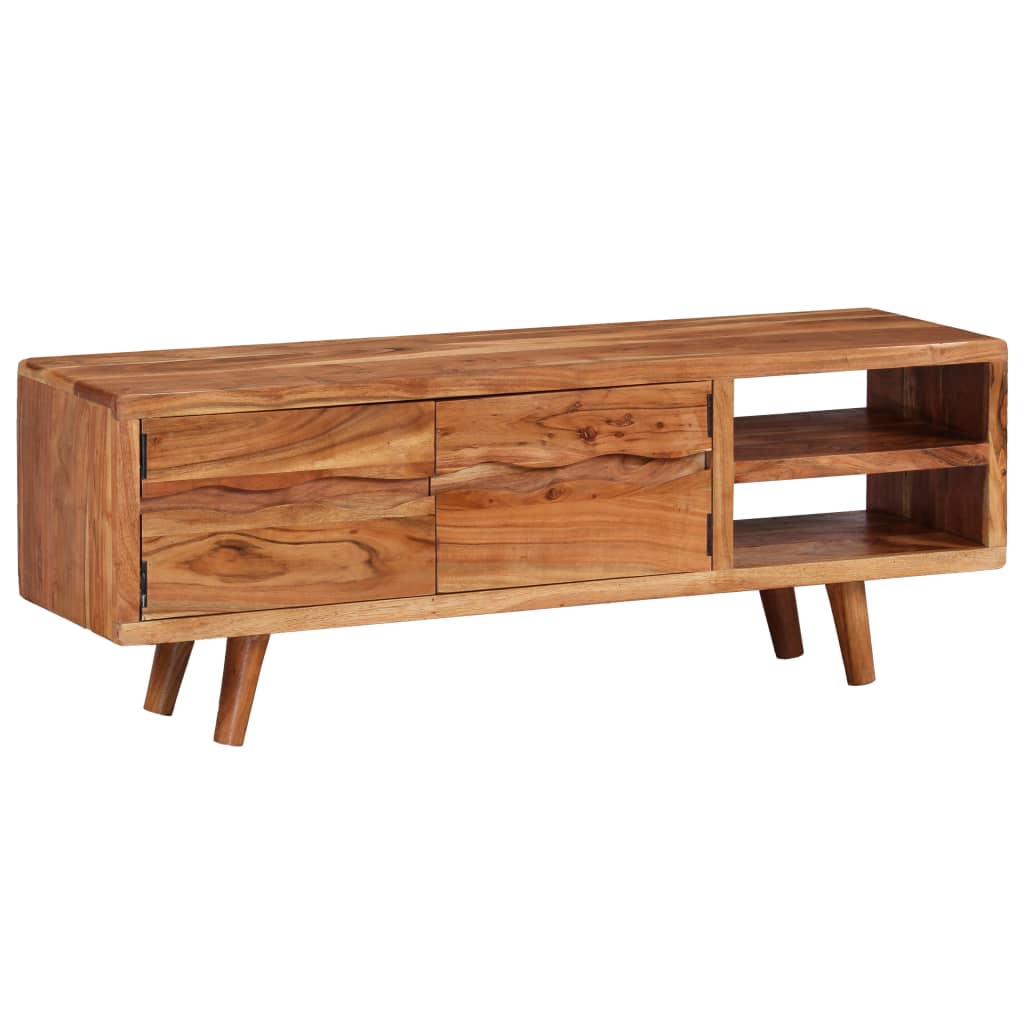 244973 vidaXL TV Cabinet Solid Acacia Wood with Carved Doors 117x30x40 cm 5