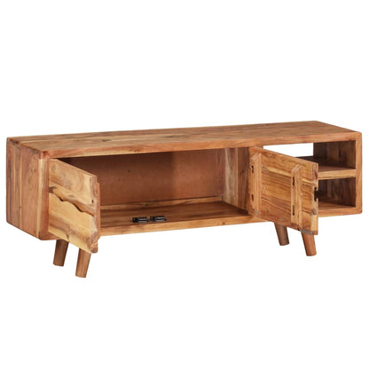 244973 vidaXL TV Cabinet Solid Acacia Wood with Carved Doors 117x30x40 cm 3