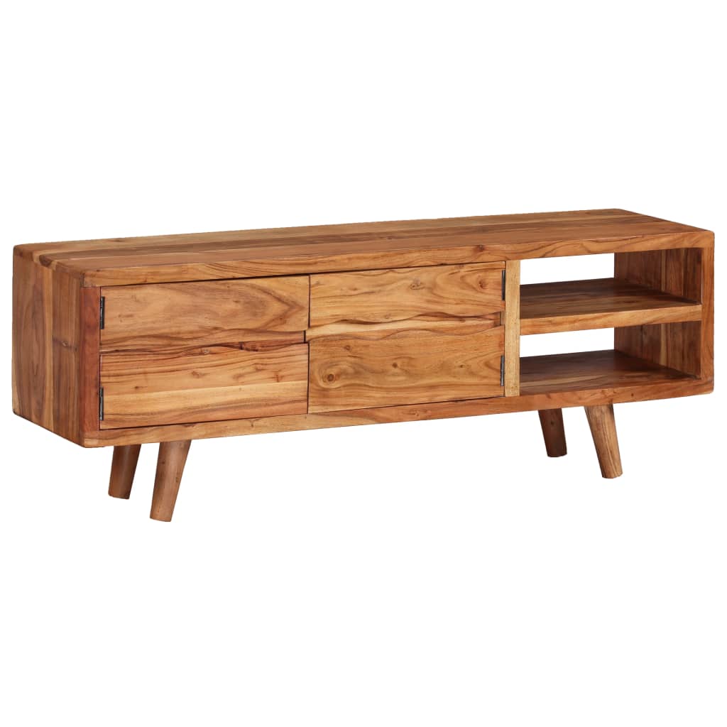 244973 vidaXL TV Cabinet Solid Acacia Wood with Carved Doors 117x30x40 cm 4