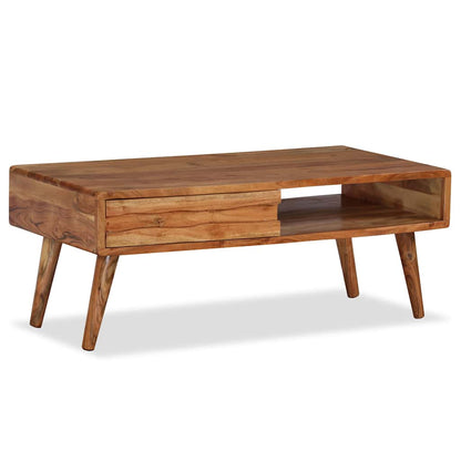 244974 vidaXL Coffee Table Solid Wood with Carved Drawer 100x50x40 cm 1