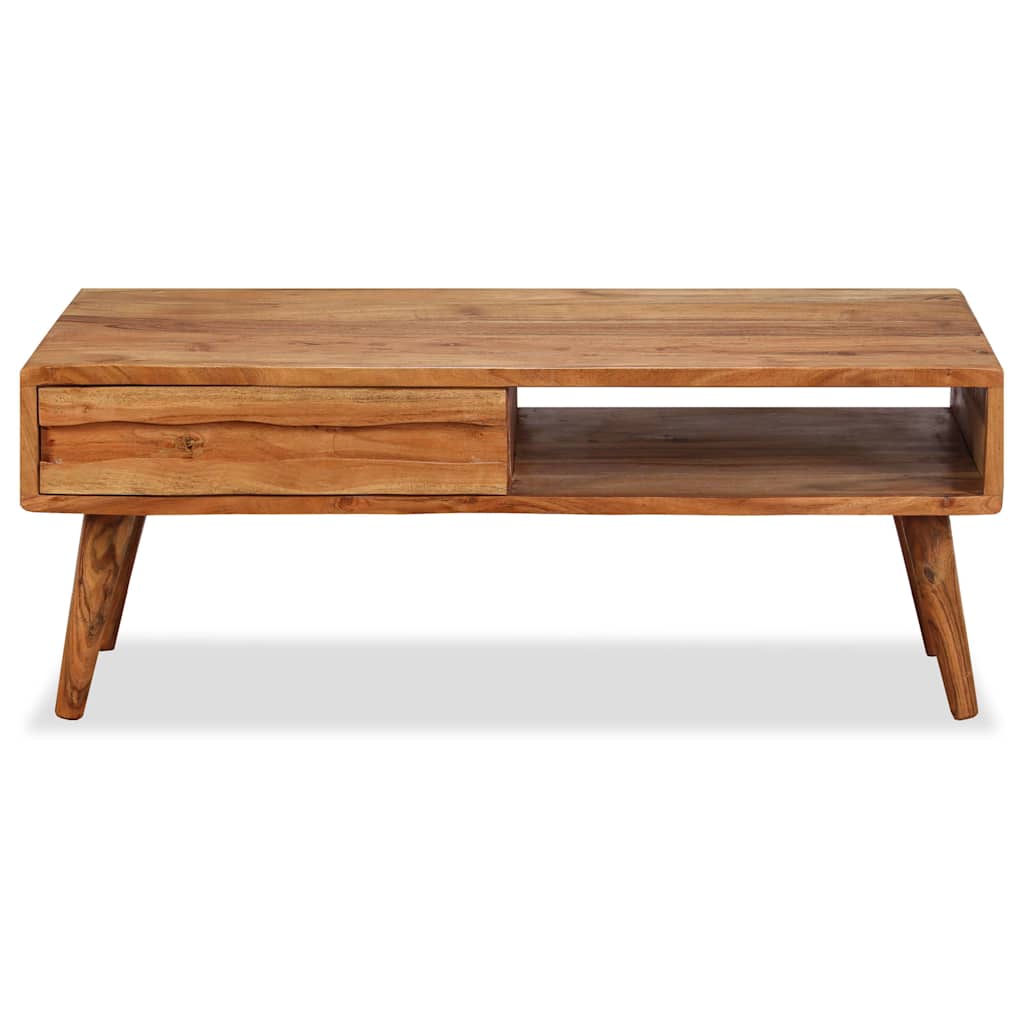 244974 vidaXL Coffee Table Solid Wood with Carved Drawer 100x50x40 cm 2
