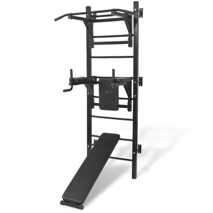 91367 vidaXL Wall-mounted Multi-functional Fitness Power Tower Black 1
