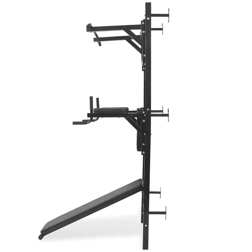 91367 vidaXL Wall-mounted Multi-functional Fitness Power Tower Black 3