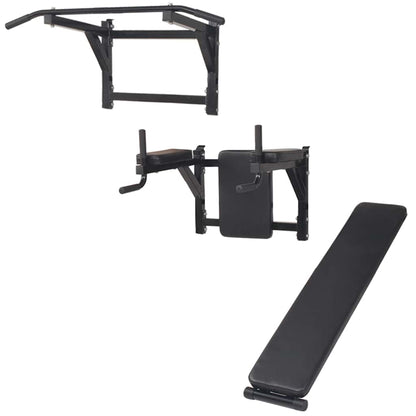 91367 vidaXL Wall-mounted Multi-functional Fitness Power Tower Black 2