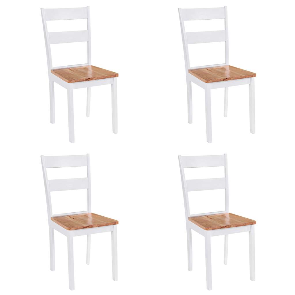 vidaXL Dining Chair | Set of 4 | White and natural wood | Solid Rubberwood 1