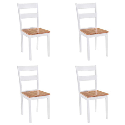 vidaXL Dining Chair | Set of 4 | White and natural wood | Solid Rubberwood 1