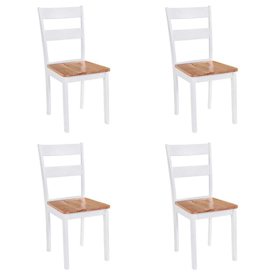 vidaXL Dining Chair | Set of 4 | White and natural wood | Solid Rubberwood 1