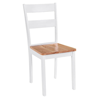 vidaXL Dining Chair | Set of 4 | White and natural wood | Solid Rubberwood 2
