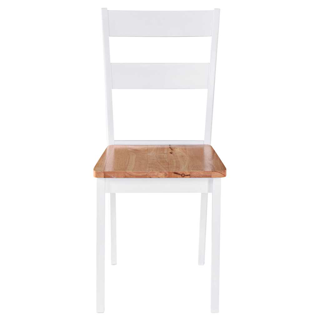 vidaXL Dining Chair | Set of 4 | White and natural wood | Solid Rubberwood 3