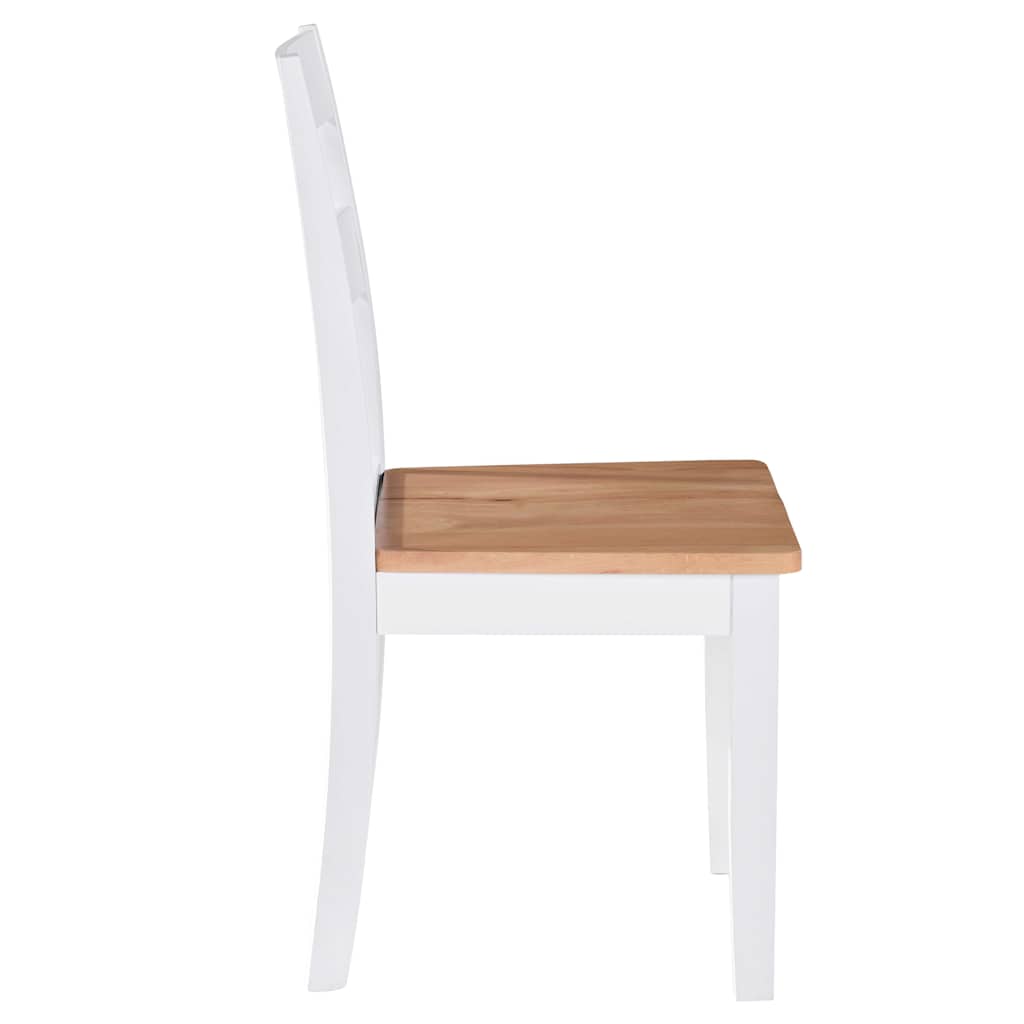 vidaXL Dining Chair | Set of 4 | White and natural wood | Solid Rubberwood 4