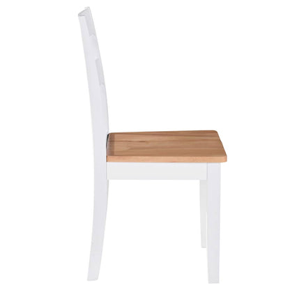 vidaXL Dining Chair | Set of 4 | White and natural wood | Solid Rubberwood 4