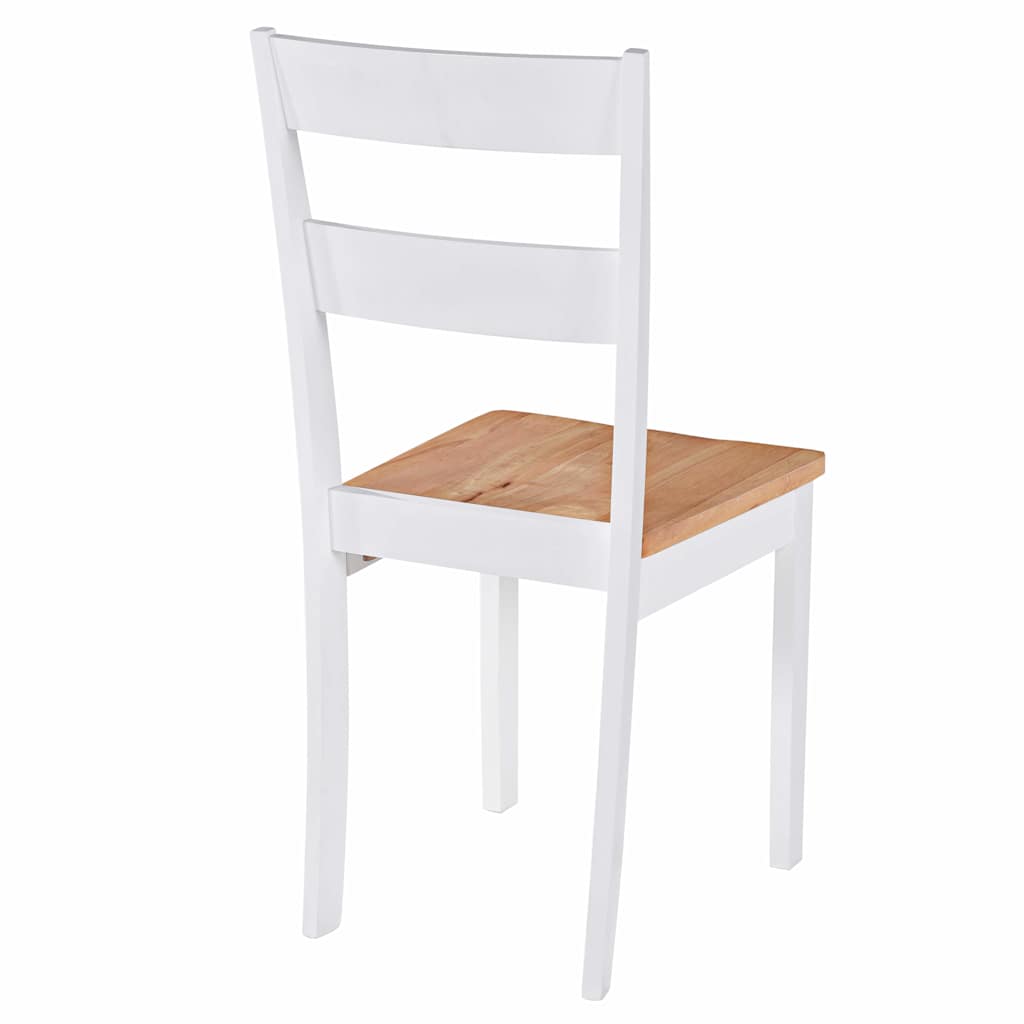 vidaXL Dining Chair | Set of 4 | White and natural wood | Solid Rubberwood 5