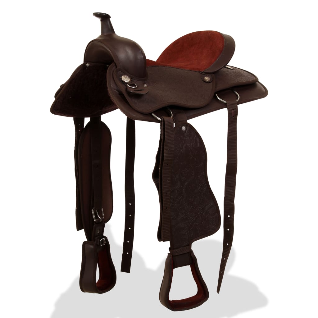 vidaXL Western Horse Saddle | Brown | Genuine leather | 16 inches 1