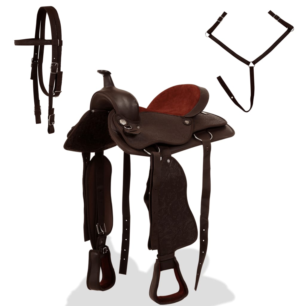 vidaXL Western Horse Saddle | Brown | Genuine leather | 16 inches 2