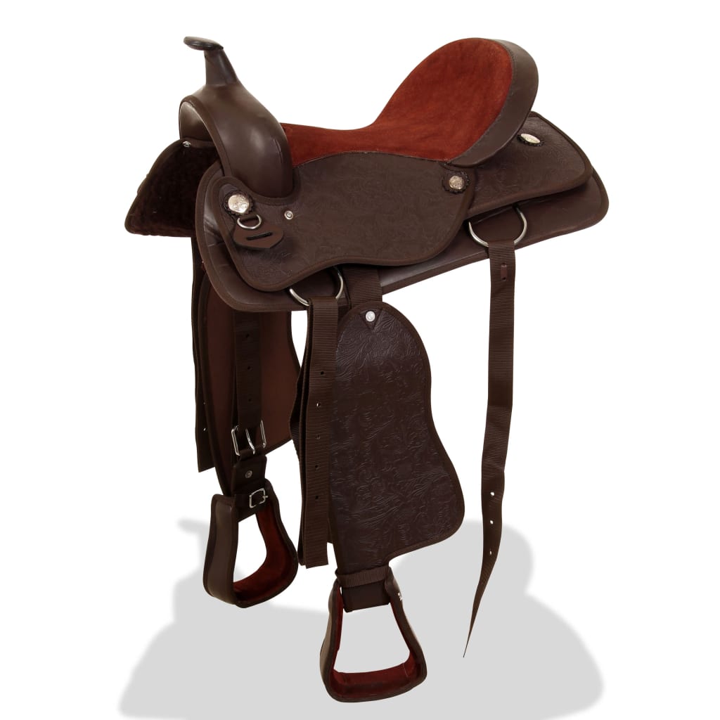 vidaXL Western Horse Saddle | Brown | Genuine leather | 16 inches 3