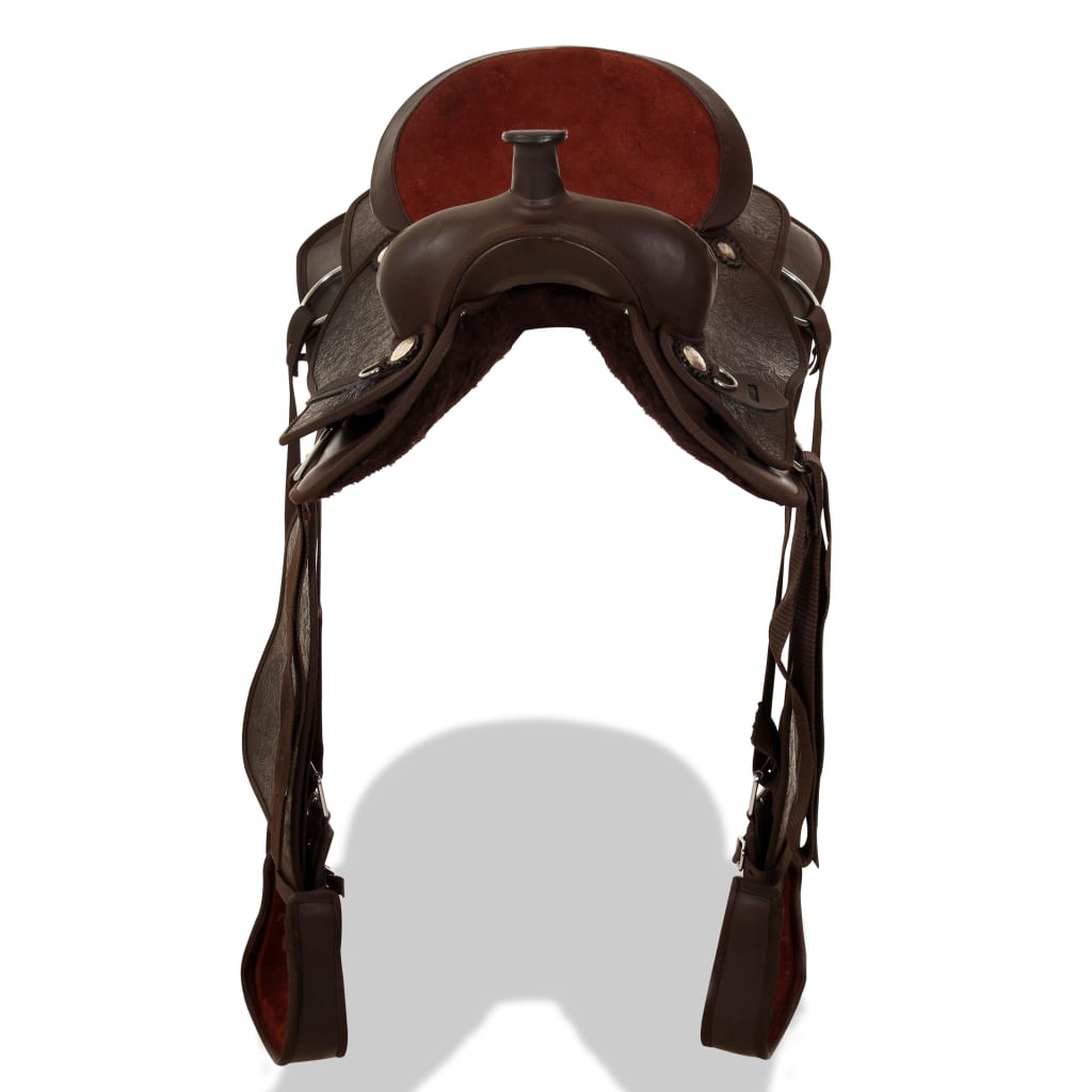 vidaXL Western Horse Saddle | Brown | Genuine leather | 16 inches 5
