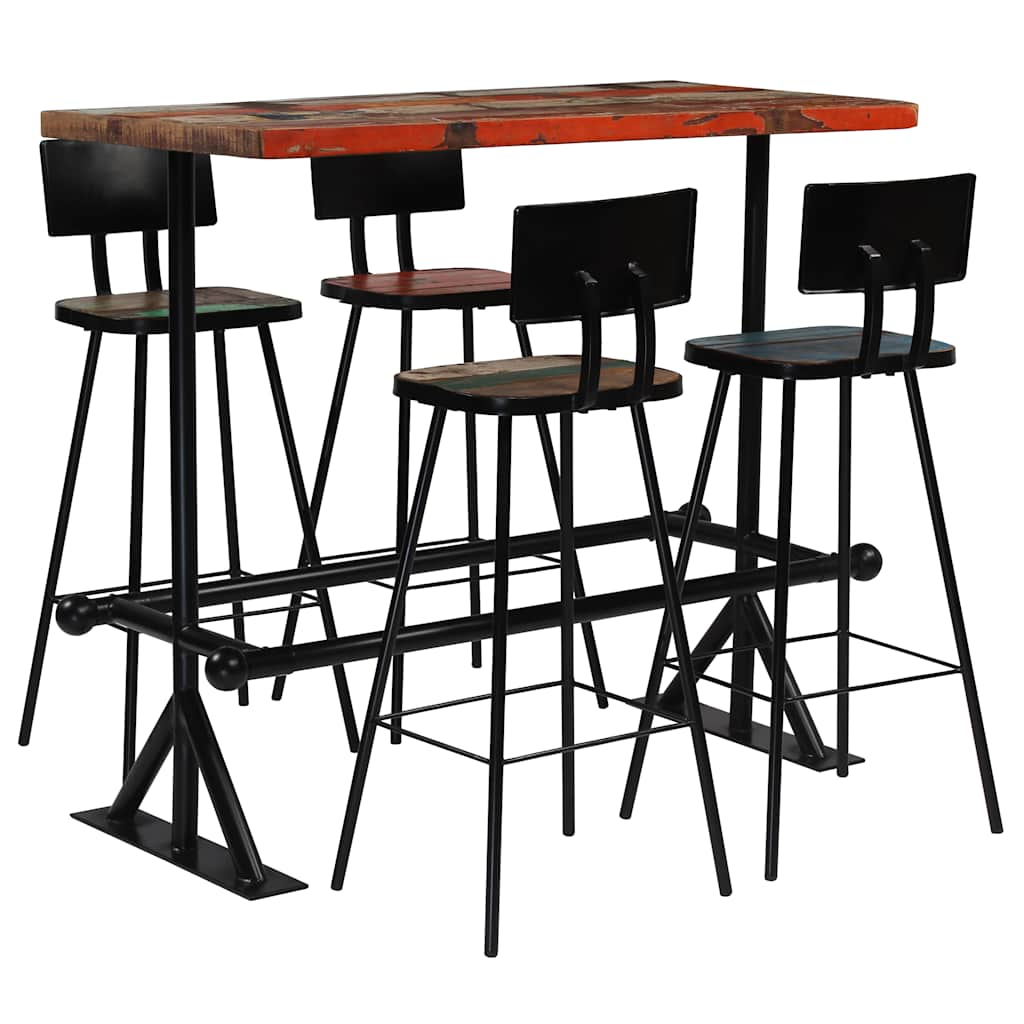 245399 vidaXL Bar Set 5 Piece Solid Reclaimed Wood Multicolour 1