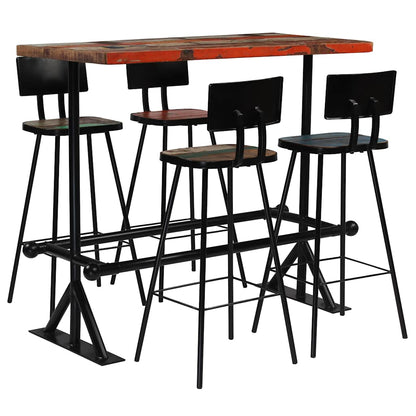 245399 vidaXL Bar Set 5 Piece Solid Reclaimed Wood Multicolour 1
