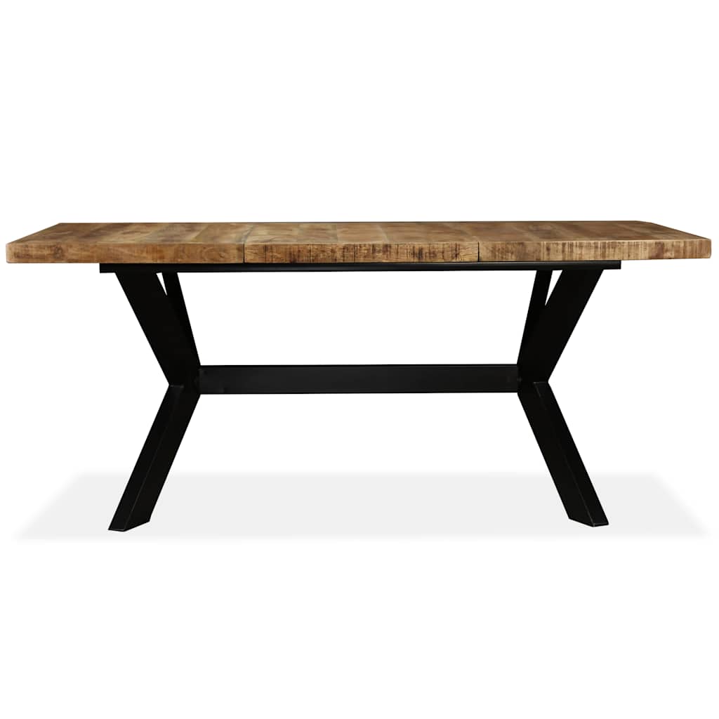 244805 vidaXL Dining Table Solid Mango Wood and Steel Cross 180 cm 3