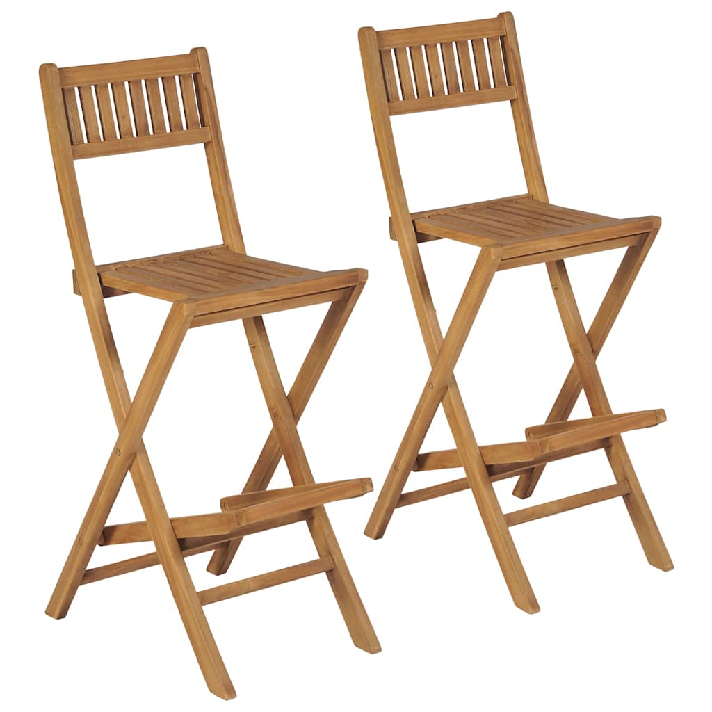 vidaXL Folding Outdoor Bar Stools 2 pcs Solid Teak Wood 1