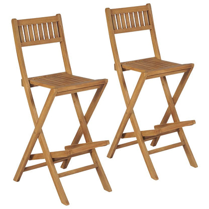 vidaXL Folding Outdoor Bar Stools 2 pcs Solid Teak Wood 1