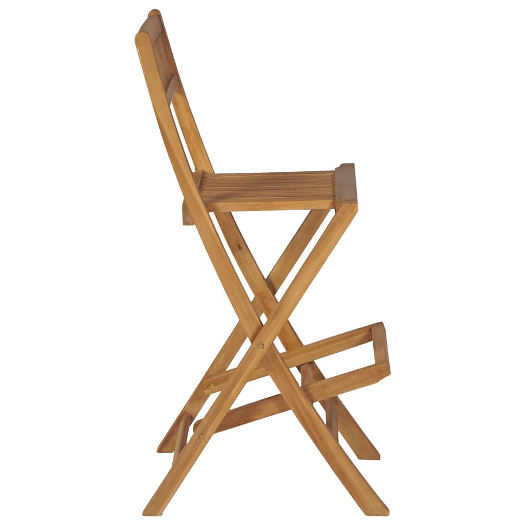 vidaXL Folding Outdoor Bar Stools 2 pcs Solid Teak Wood 3