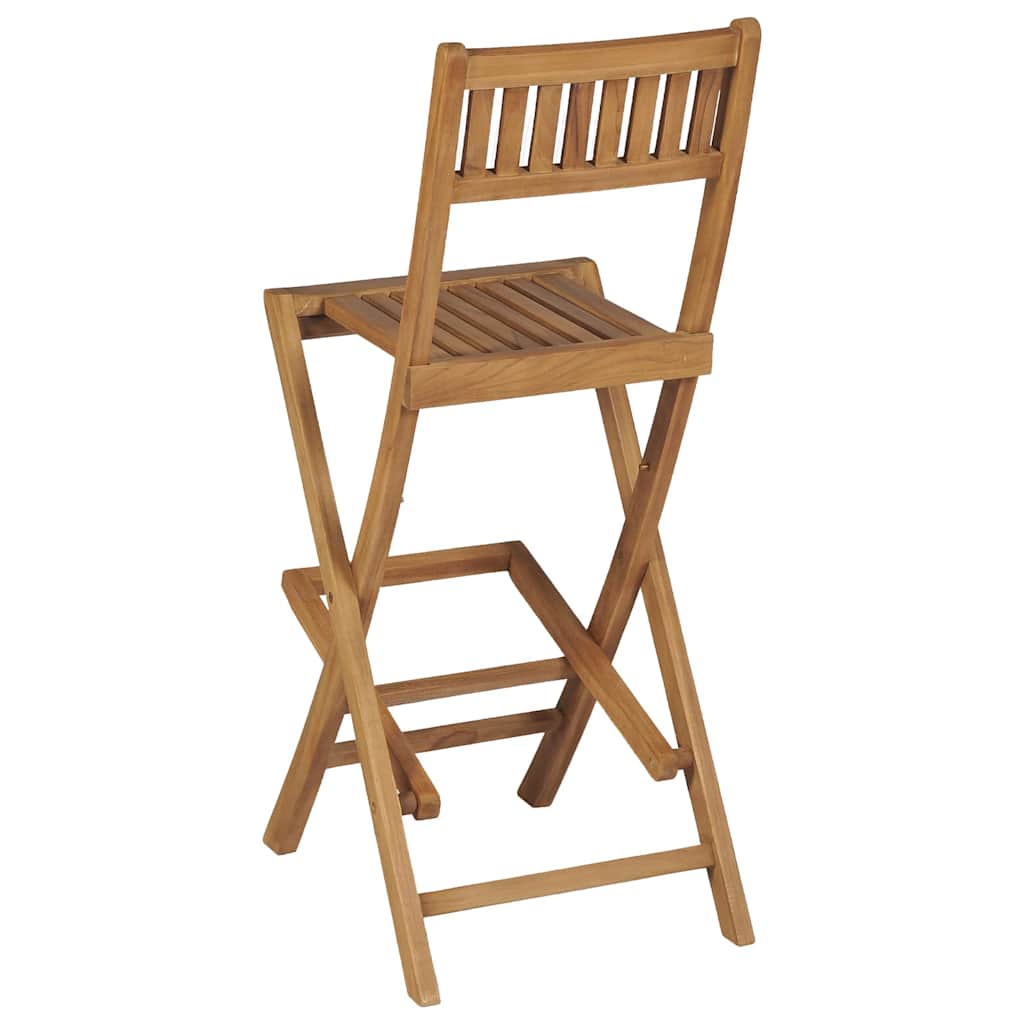 vidaXL Folding Outdoor Bar Stools 2 pcs Solid Teak Wood 4