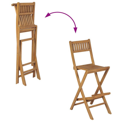 vidaXL Folding Outdoor Bar Stools 2 pcs Solid Teak Wood 5
