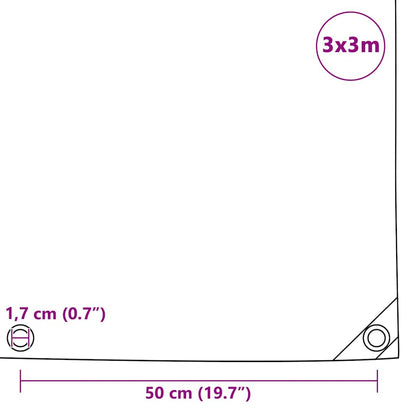 Tarpaulin 650 g/m² with Eyelets Blue 1 x 2.5 m – 5 x 5 m 3 x 3 m