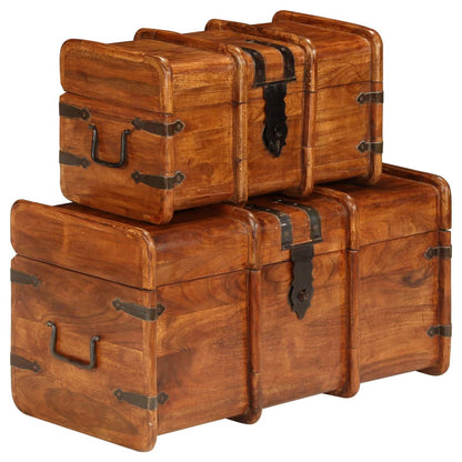 vidaXL Treasure Chest Set 2 Pieces Solid Acacia Wood Honey Finish 1