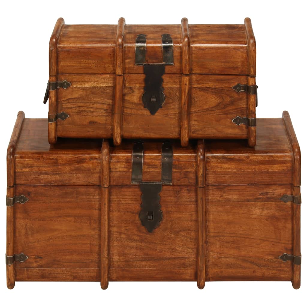 vidaXL Treasure Chest Set 2 Pieces Solid Acacia Wood Honey Finish 2